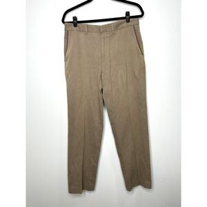 VTG Polo Ralph Lauren Khaki Pants Mens‎ 34X31 Leather Trim Twill Chino Trousers